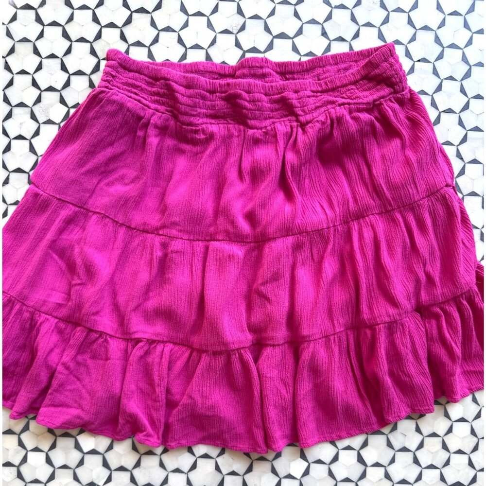 Boden Fuchsia Tiered Skirt Womens Size 8 NWOT Boho Ruffle Hem